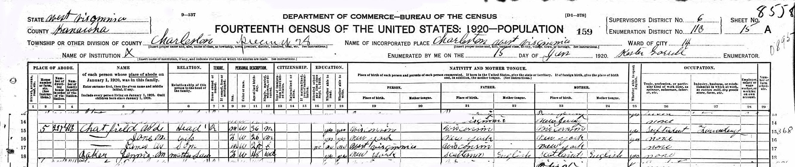 CHATFIELD Walter Leroy 1893=8-1967 Census 1920.jpg